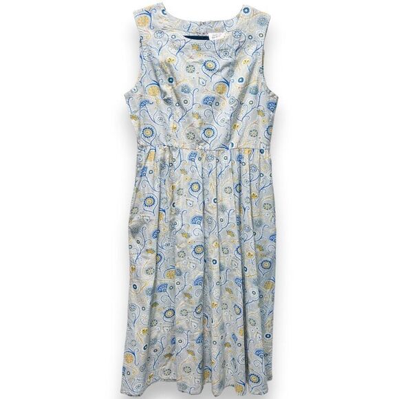 Mata Traders Sydney Midi Dress Blue Suzani Pockets Size Medium - Picture 2 of 8